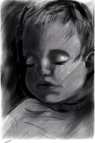 Life Drawing. iPhone sketch of a baby boy.