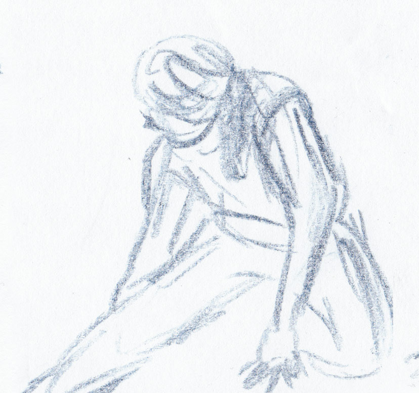 One-minute gestures from life. Col-Erase and grease pencil.